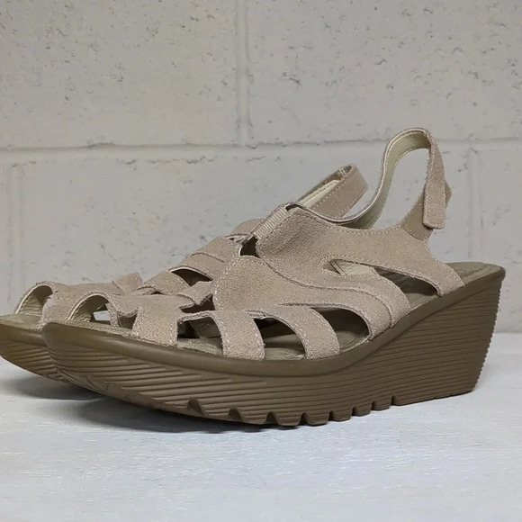 Skechers Women's Suede Peep Top Strappy Adjustable Sling Back Platform Sandal 9 - Picture 2 of 8